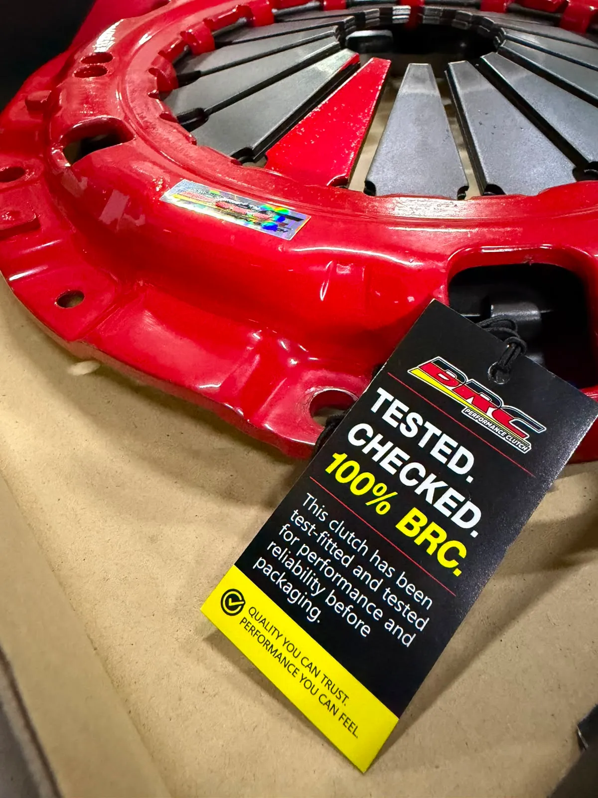 BRC pressure plate with tested and checked tag